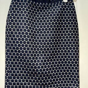 Boden Navy and Cream Polka Dot Pencil Skirt